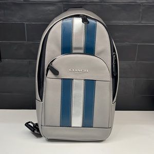 Coach Pack - Grey, Blue & Silver Stripe bag